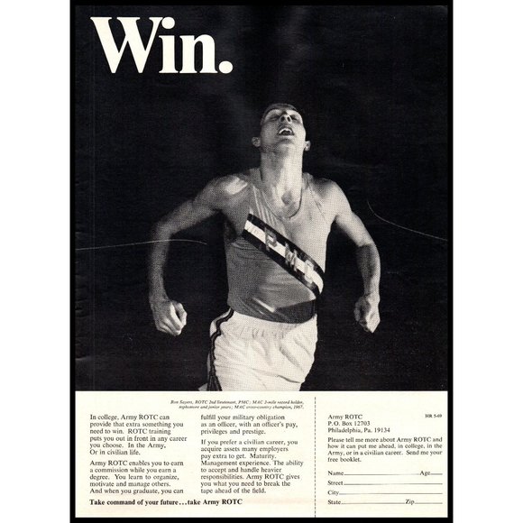 1969 US Army ROTC Recruiting Vintage Print Ad Runner Race Running Wall Art Photo - Picture 1 of 1